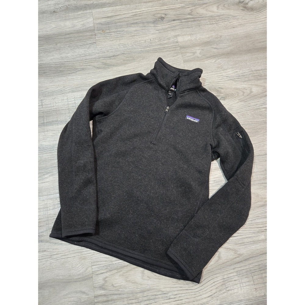 Patagonia Wool 1/4 Zip Pullover Sweater Black Mock Neck Tight-Knit Woman S